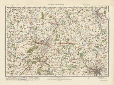 Mapa de Old Ordnance Survey, hoja 61 - Wolverhampton, 1925: Shifnal, Telford, Newport, Stafford, The Iron Bridge