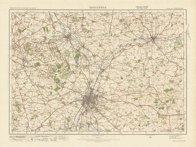 Mapa de Old Ordnance Survey, hoja 63 - Leicester, 1925: Loughborough, Coalville, Melton Mowbray, Wigston, Shepshed