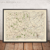 Carte Old Ordnance Survey, feuille 64 - Peterborough, 1925 : Stamford, Oakley, Bourne, Spalding, Burghley House
