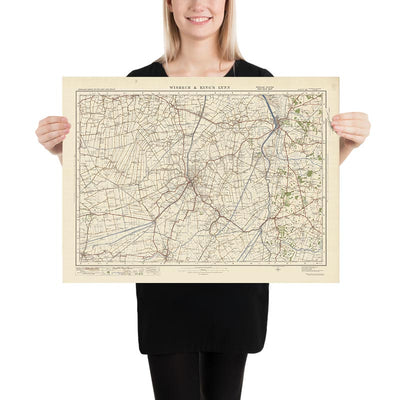 Old Ordnance Survey Map, Sheet 65 - Wisbech & Kings Lynn, 1925: Downham Market, Long Sutton, Holbeach, Outwell, River Great Ouse
