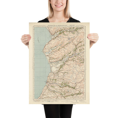 Old Ordnance Survey Map, Blatt 68 – Barmouth & Aberystwyth, 1925: Tywyn, Aberdyfi, Machynlleth, Eryri-Nationalpark (Snowdonia)