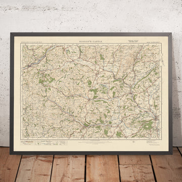 Mapa de Old Ordnance Survey, hoja 70 - Bishops Castle, 1925: Newtown, Knighton, Clun, Ludlow, Shropshire Hills AONB