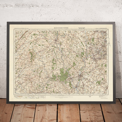 Mapa de Old Ordnance Survey, hoja 71 - Kidderminster, 1925: Dudley, Stourbridge, Stourport-on-Severn, Bridgnorth, Reserva Natural Nacional Wyre Forest