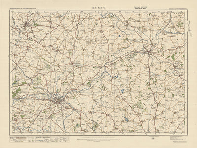 Carte Old Ordnance Survey, feuille 73 - Rugby, 1925 : Hinckley, Market Harborough, Lutterworth, Desborough, Rothwell