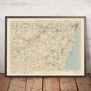 Alte Ordnance Survey-Karte, Blatt 77 - Lowestoft & Waveney Valley, 1925: Beccles, Bungay, Southwold, Halesworth, Suffolk Coast & Heaths AONB 