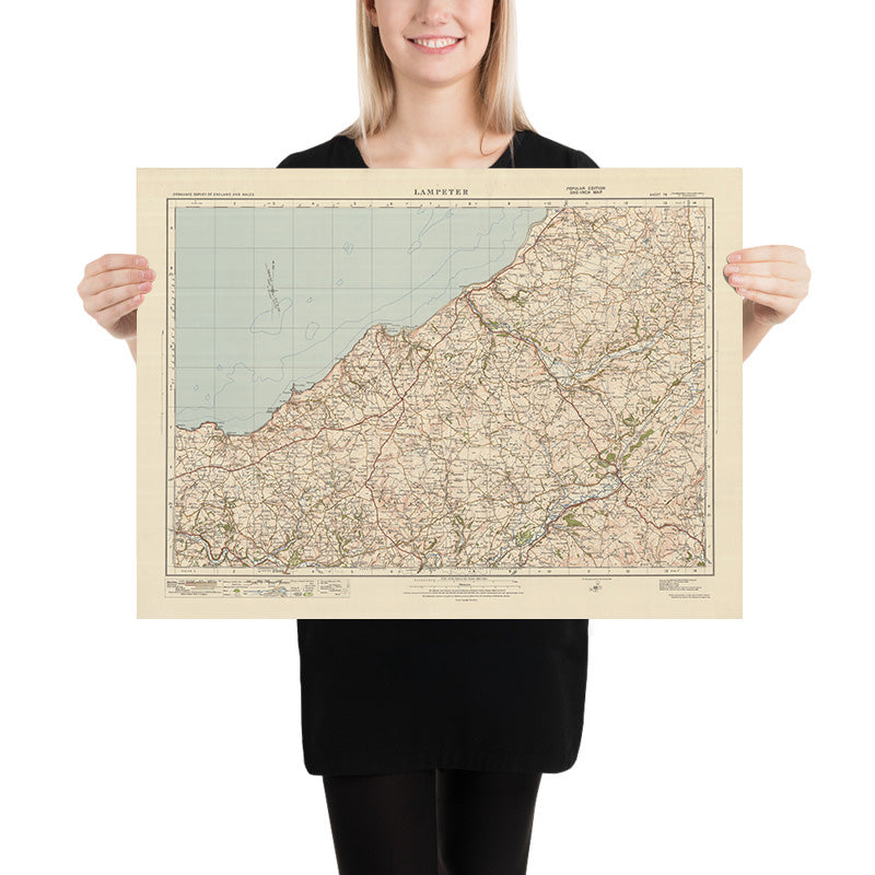 Old Ordnance Survey Map, Blatt 78 – Lampeter, 1925: New Quay, Aberaeron, Llanbydder, Llandysul, Cardigan Bay