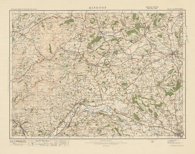 Mapa de estudio de artillería antigua, hoja 80 - Kington, 1925: Leominster, Hereford, Presteigne, Hay-on-Wye, New Radnor