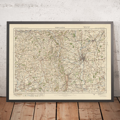 Mapa de Old Ordnance Survey, hoja 81 - Worcester, 1925: Droitwich Spa, Bromyard, Tenbury Wells, Pershore, Malvern Hills AONB