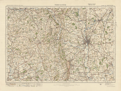 Mapa de Old Ordnance Survey, hoja 81 - Worcester, 1925: Droitwich Spa, Bromyard, Tenbury Wells, Pershore, Malvern Hills AONB