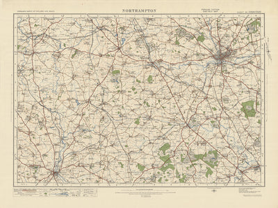 Carte Old Ordnance Survey, feuille 83 - Northampton, 1925 : Banbury, Daventry, Towcester, Wolverton, Silverstone