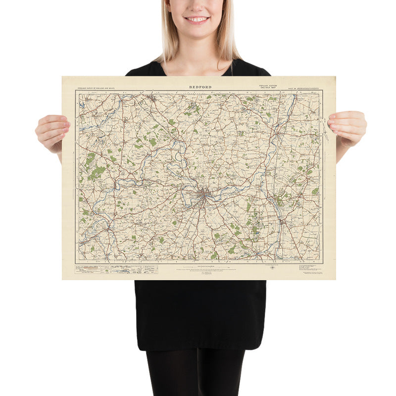 Old Ordnance Survey Map, Sheet 84 - Bedford, 1925: St Neots, Biggleswade, Sandy, Newport Pagnell, Rushden