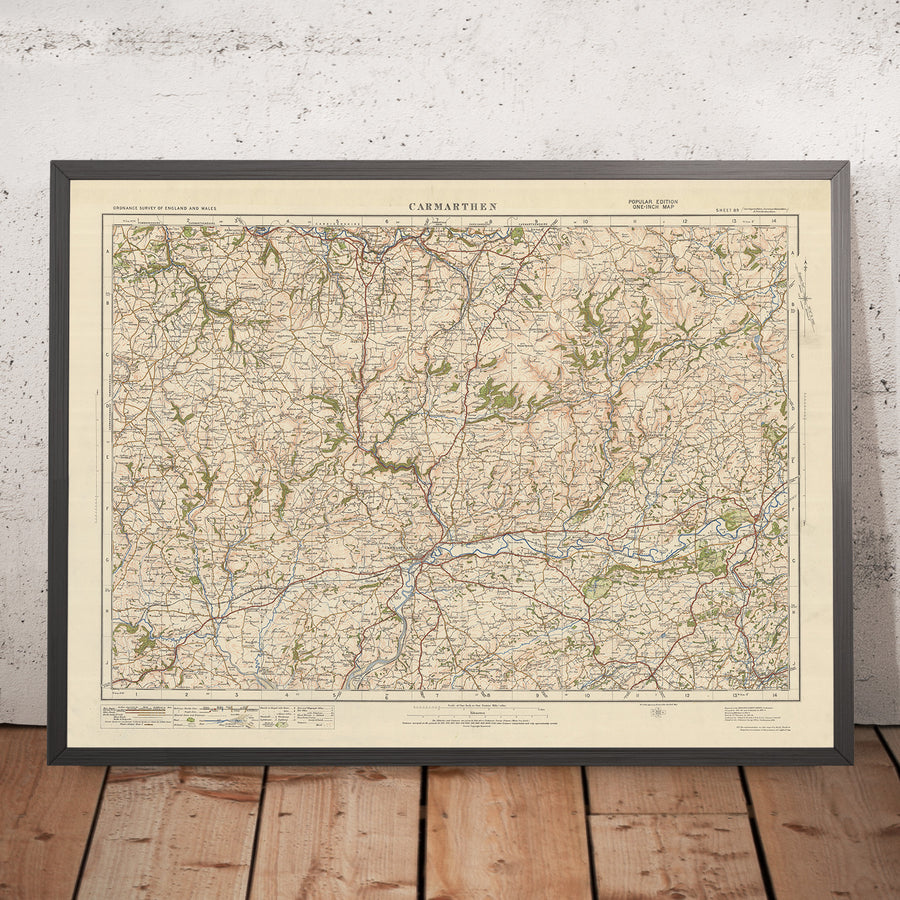Old Ordnance Survey Map, Sheet 89 - Carmarthen, 1925: St Clears, Llandeilo, Ammanford, Llandysul, Newcastle Emlyn