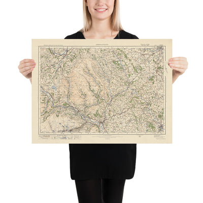 Mapa de Old Ordnance Survey, hoja 91 - Abergavenny, 1925: Crickhowell, Hereford, Brynmawr, Monmouth, Parque Nacional Bannau Brycheiniog