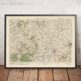 Alte Ordnance Survey-Karte, Blatt 92 - Gloucester & Forest of Dean, 1925: Cheltenham, Ledbury, Ross-on-Wye, Tewkesbury, Wye Valley AONB 