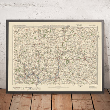 Mapa de Old Ordnance Survey, hoja 96 - Hertford & Bishops Stortford, 1925: Harlow, Saffron Walden, Ware, Hoddesdon y Great Dunmow