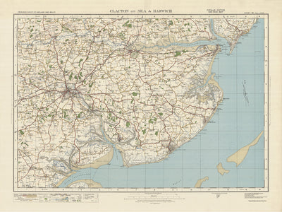Old Ordnance Survey Map, Sheet 98 - Clacton on Sea & Harwich, 1925: Colchester, Walton-on-the-Naze, Felixstowe, Dedham Vale AONB