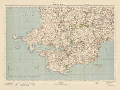 Mapa de Old Ordnance Survey, hoja 99 - Pembroke & Tenby, 1925: Neyland, Milford Haven, Haverfordwest, Narberth, Parque Nacional de la Costa de Pembrokshire
