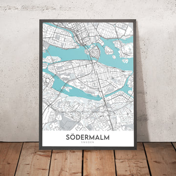 Mappa della città moderna di Södermalm, Svezia: Municipio, Globe Arena, Museo ABBA, Djurgården, Skansen 