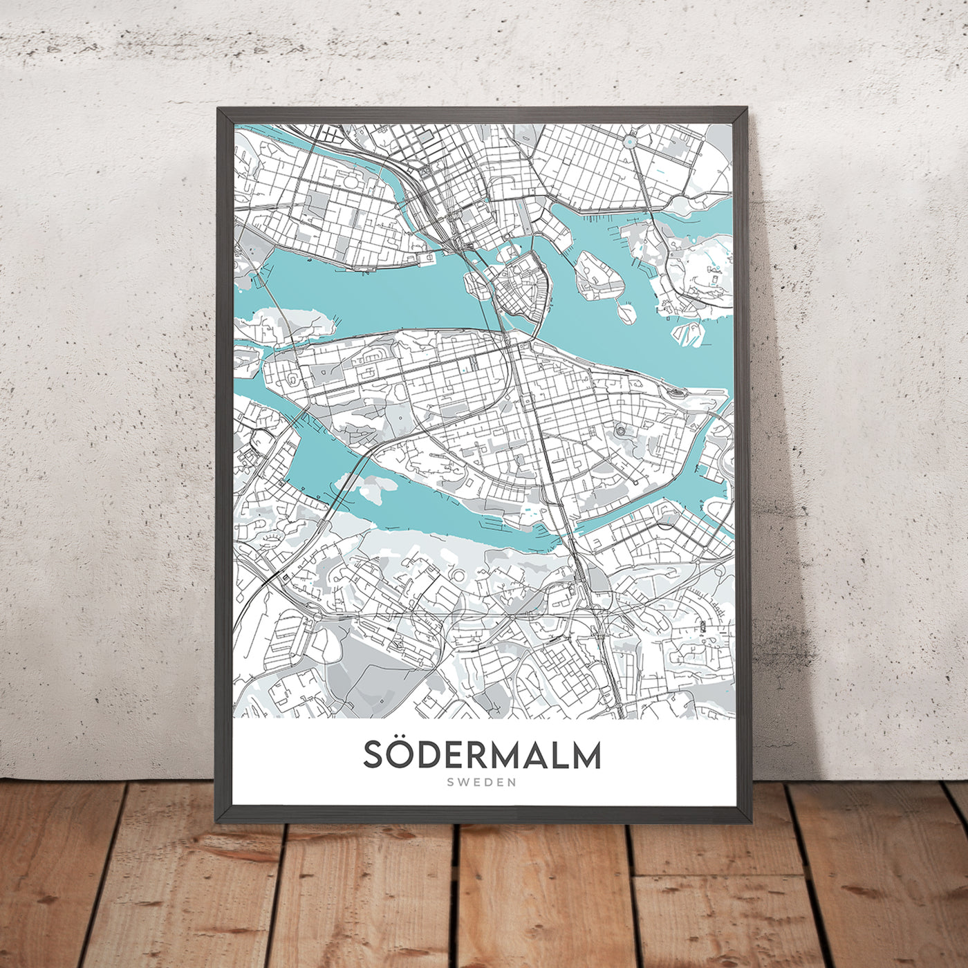 Modern City Map of Södermalm, Sweden: City Hall, Globe Arena, ABBA Museum, Djurgården, Skansen