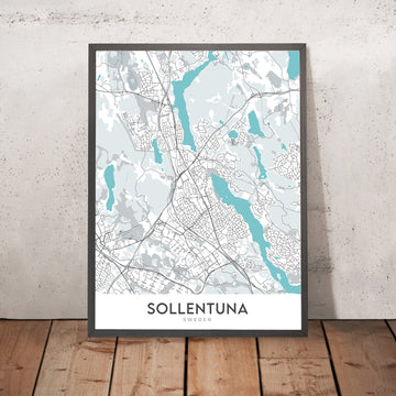 Moderne Stadtkarte von Sollentuna, Schweden: Sollentuna, Tureberg, Häggvik, E4, E18 