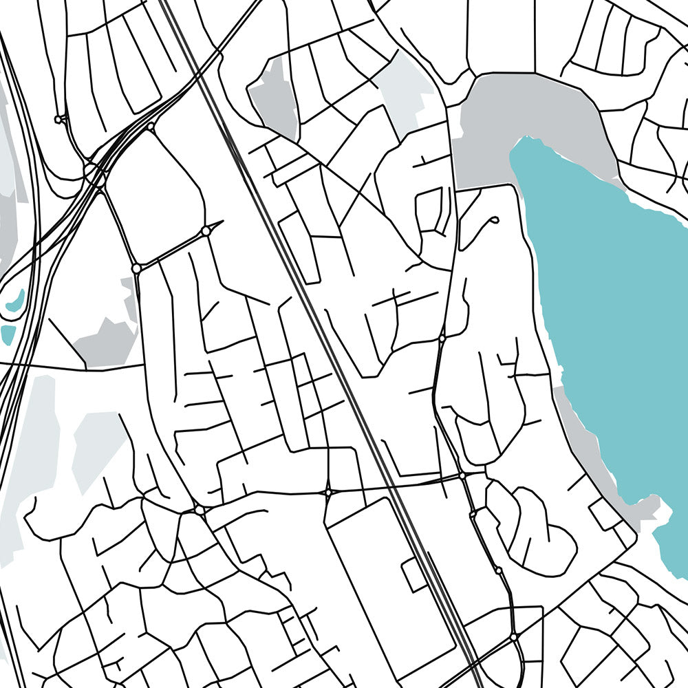 Mapa moderno de la ciudad de Sollentuna, Suecia: Sollentuna, Tureberg, Häggvik, E4, E18