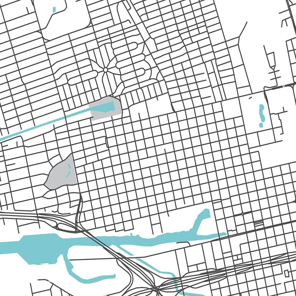 Modern City Map of Stockton, CA: Downtown, University of the Pacific, Stockton Arena, I-5, SR-99
