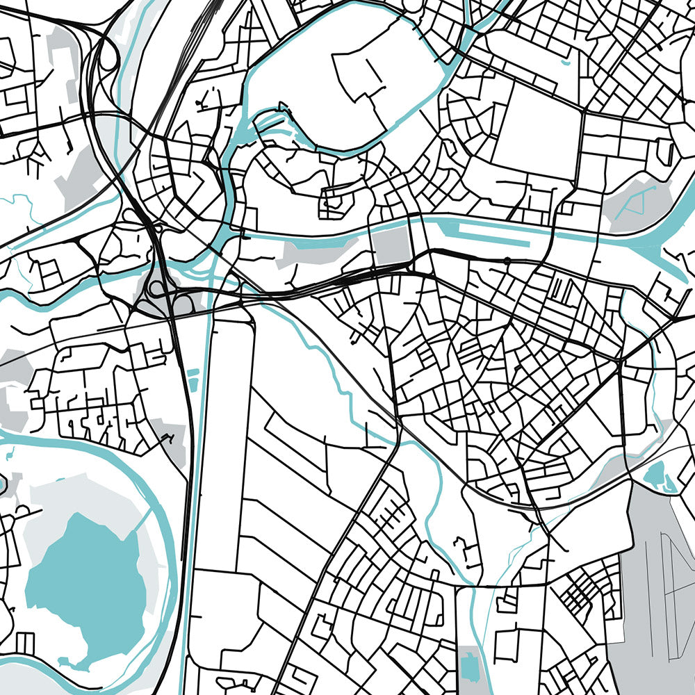 Mapa moderno de la ciudad de Estrasburgo, Francia: Catedral, Rohan, Parc, Gare, A35