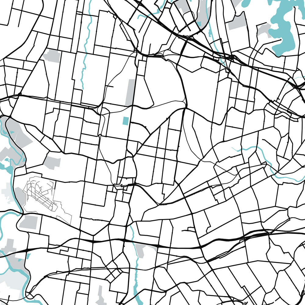 Modern City Map of Sydney, Australia: CBD, Opera House, Harbour Bridge, Bondi Beach, The Rocks