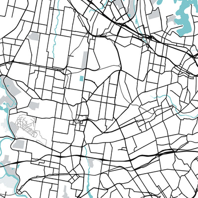 Modern City Map of Sydney, Australia: CBD, Opera House, Harbour Bridge, Bondi Beach, The Rocks