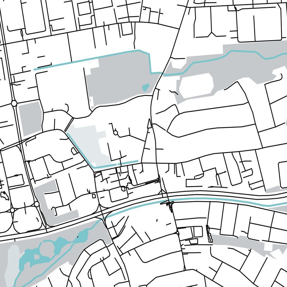 Moderner Stadtplan von Tallaght, Irland: Tallaght-Stadion, The Square, Tallaght-Krankenhaus, Autobahn M50, Nationalstraße N81