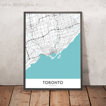 Moderne Stadtkarte von Toronto, Kanada: CN Tower, Innenstadt, Kensington Market, Royal Ontario Museum, Toronto Islands 