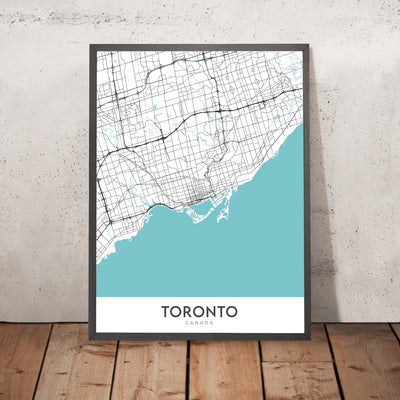 Mapa moderno de la ciudad de Toronto, Canadá: Torre CN, centro de la ciudad, mercado de Kensington, Museo Real de Ontario, islas de Toronto