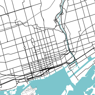 Plan de la ville moderne de Toronto, Canada : Tour CN, centre-ville, marché de Kensington, Musée royal de l'Ontario, îles de Toronto