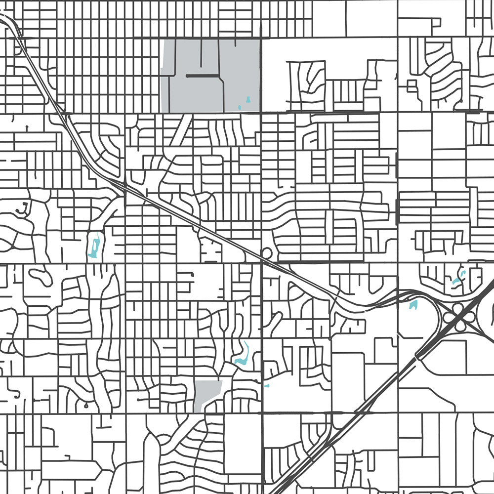 Mapa moderno de la ciudad de Tulsa, OK: centro, zoológico de Tulsa, I-44, jardín botánico de Tulsa, centro BOK