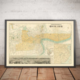 Ancienne carte de Shanghai en 1935 par Osaka Daily News - Rivière Huangpu, district de Yangpu, Pudong, Lujiazui, Jing'an