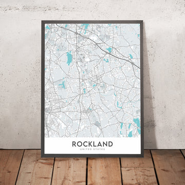 Mapa moderno de la ciudad de Rockland, MA: Hanover, Union Street, Summer Street, Liberty Street, Reed Street