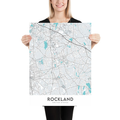 Moderner Stadtplan von Rockland, MA: Hanover, Union Street, Summer Street, Liberty Street, Reed Street