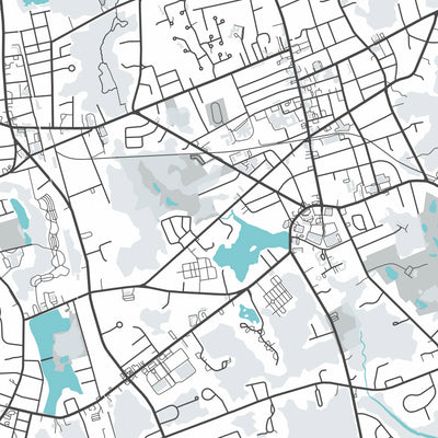 Plan de la ville moderne de Rockland, MA : Hanovre, Union Street, Summer Street, Liberty Street, Reed Street