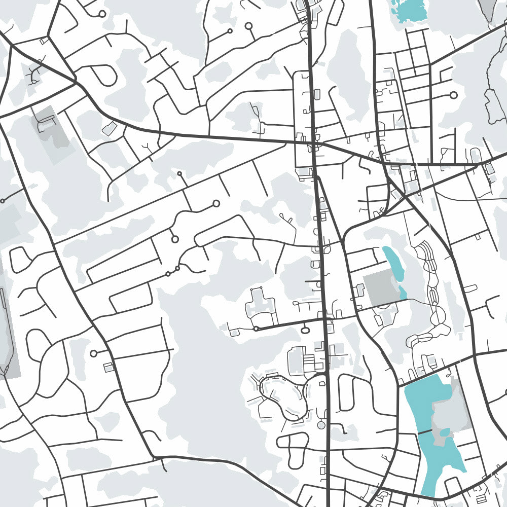 Modern City Map of Abington, MA: Abington Town Hall, Abington Public Library, Route 18, Route 27, Route 58