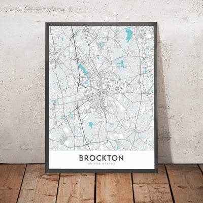 Modern City Map of Brockton, MA: Campanelli Stadium, Fuller Museum, Community College, Brockton Hospital, Westgate Mall