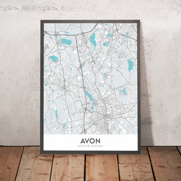 Mapa moderno de la ciudad de Avon, MA: Ayuntamiento de Avon, Biblioteca pública de Avon, Christ Church, MA-28, MA-106