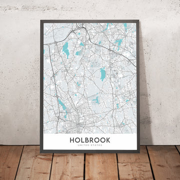 Mapa moderno de la ciudad de Holbrook, MA: Museo y sociedad histórica de Holbrook, bosque de la ciudad de Holbrook, pantano de Holbrook, ruta 139, ruta 24