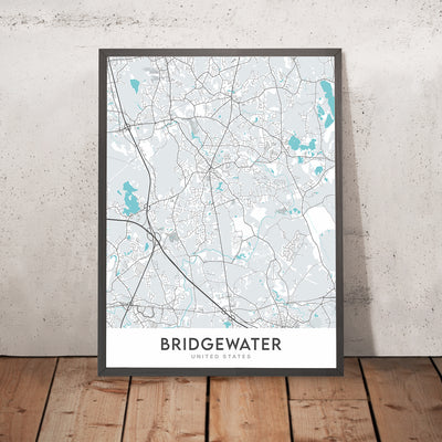 Modern City Map of Bridgewater, MA: State University, Bridgewater Common, Historical Society, Old Town Hall, First Congregational Church