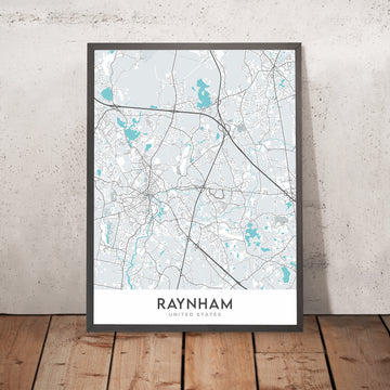 Plan de la ville moderne de Raynham, MA : Raynham Center, Raynham Hall, Raynham Park, Route 138, Route 24