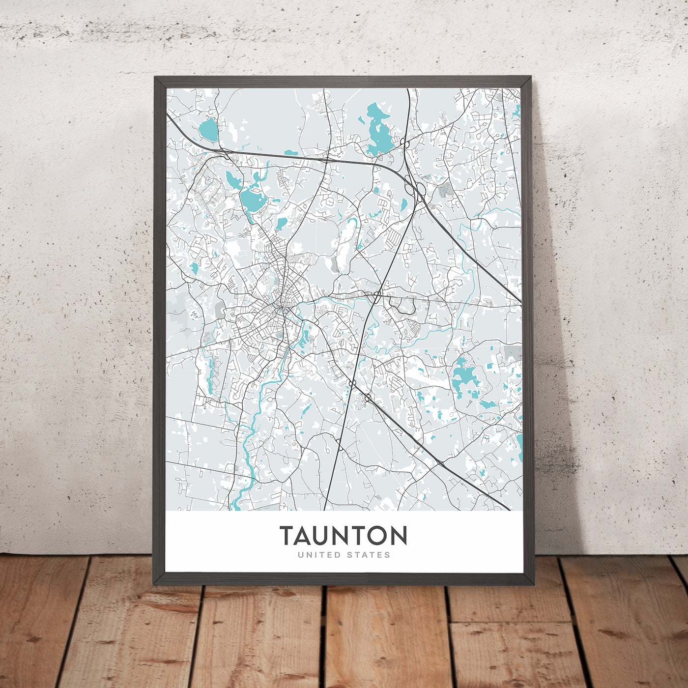 Moderner Stadtplan von Taunton, MA: Innenstadt, Old Colony Historical Society, Taunton Green, Taunton Public Library, Whittenton