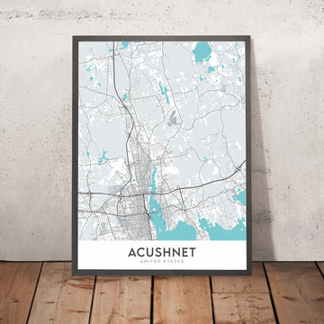 Moderne Stadtkarte von Acushnet, MA: Acushnet Center, Nord-Acushnet, Süd-Acushnet, Ost-Acushnet, West-Acushnet 