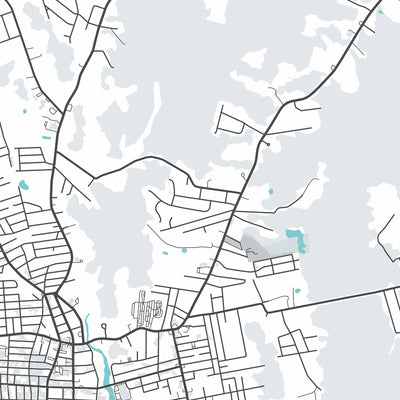 Moderner Stadtplan von Acushnet, MA: Acushnet Center, North Acushnet, South Acushnet, East Acushnet, West Acushnet
