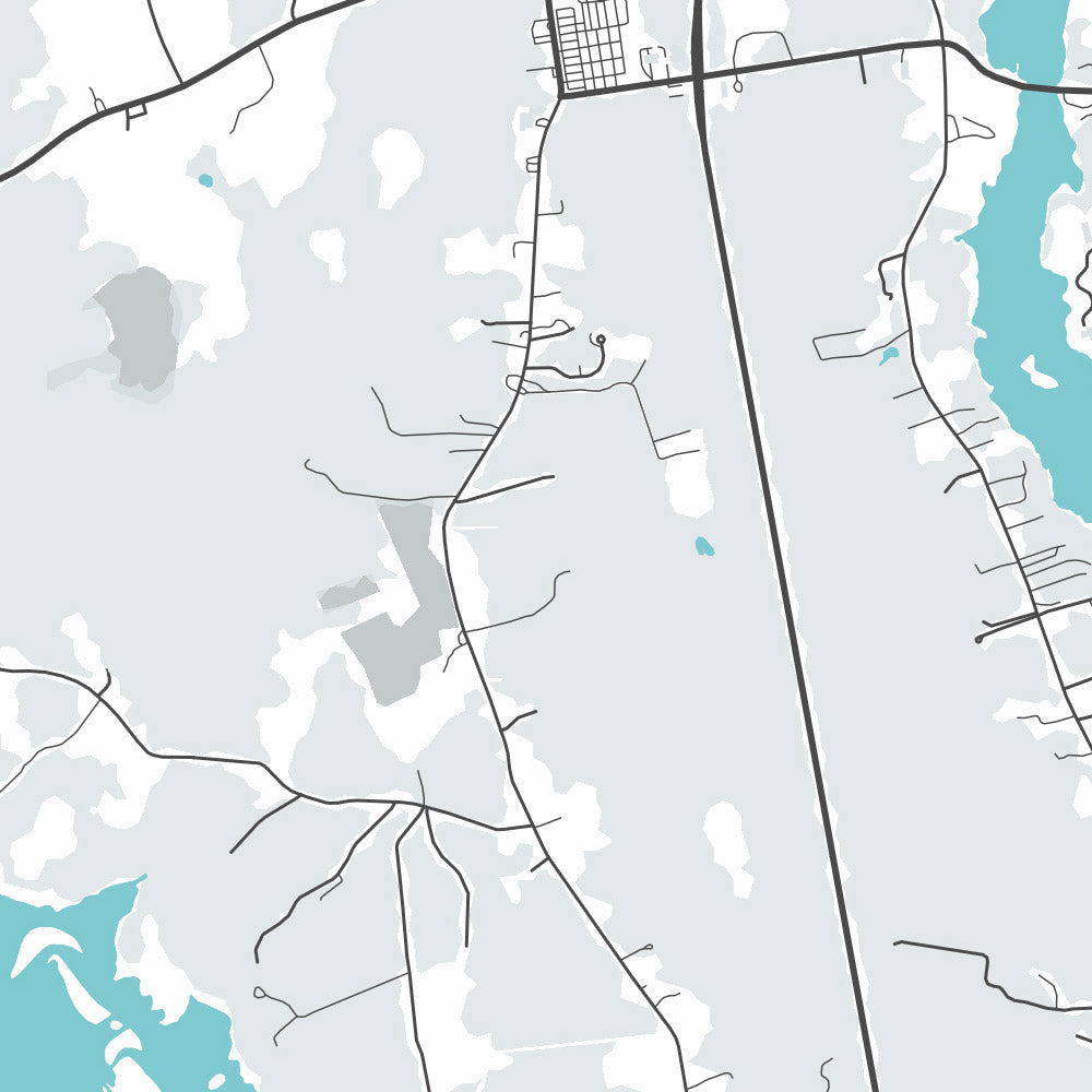 Mapa moderno de la ciudad de Westport, Massachusetts: Horseneck Beach, Ayuntamiento de Westport, Biblioteca pública de Westport, Sociedad histórica de Westport, The Point