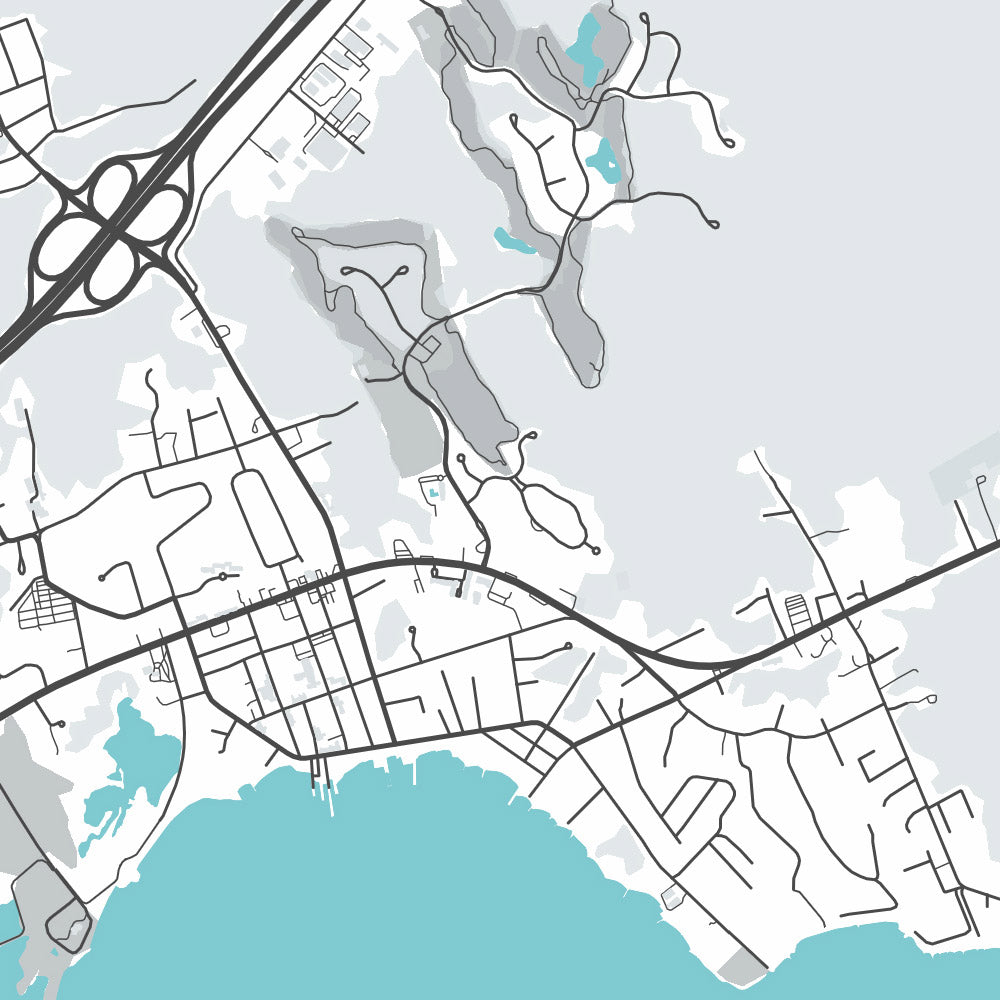 Mapa moderno de la ciudad de Mattapoisett, MA: Mattapoisett Center, Mattapoisett Neck, North Mattapoisett, Ayuntamiento de Mattapoisett, Biblioteca pública gratuita de Mattapoisett