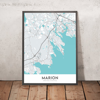 Plan de la ville moderne de Marion, MA : Marion Village, Sippican, Point Independence, Route 6, Route 105